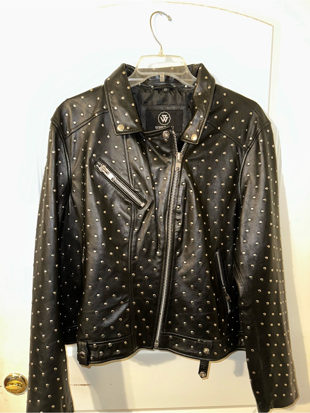 Black Studded 100% Leather Moto Jacket